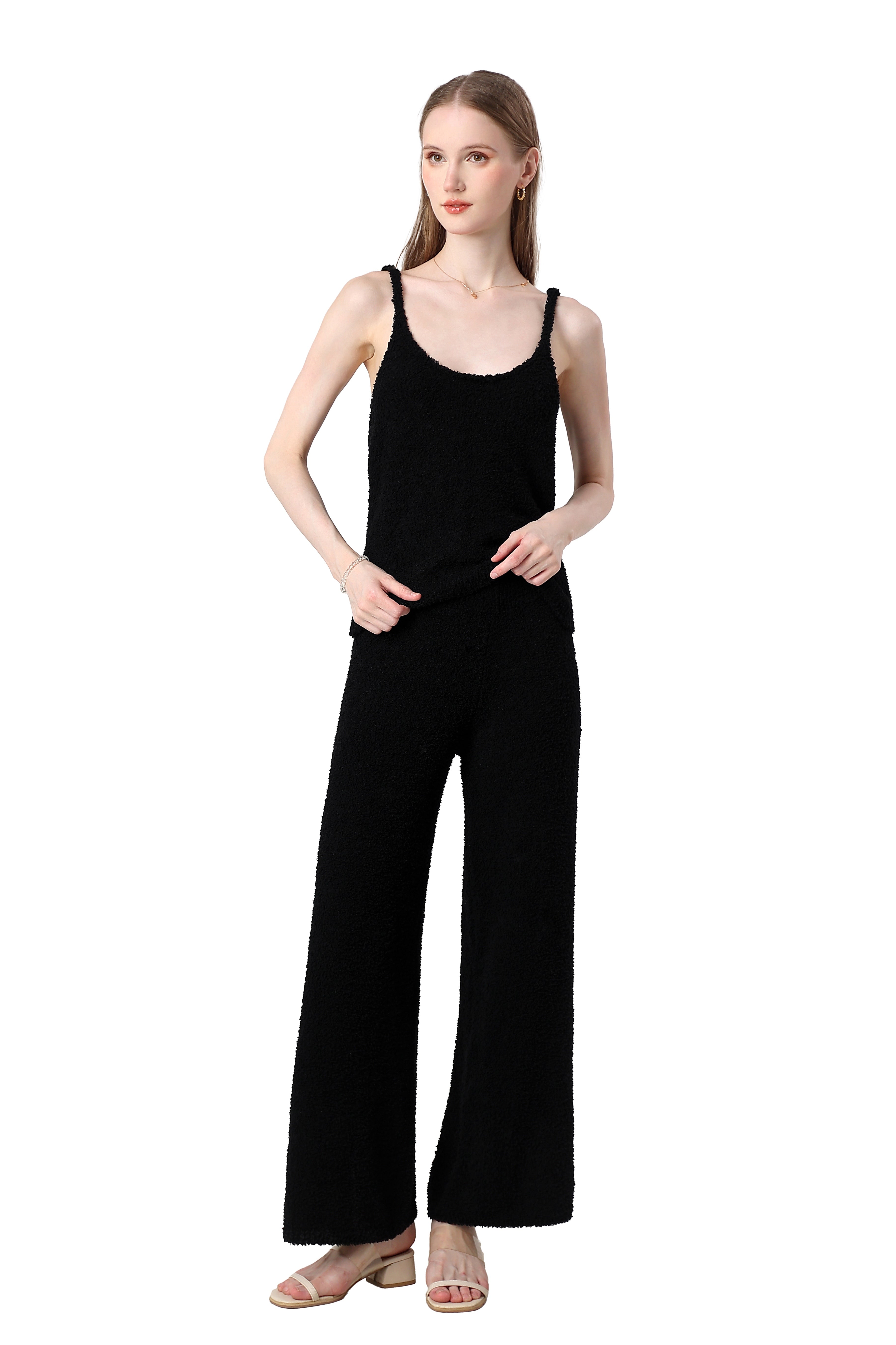 Women's Plush Two-piece Sportswear - Ultra-short Top, Blouse, Wide-leg Pants, Lazy Home Wear Set