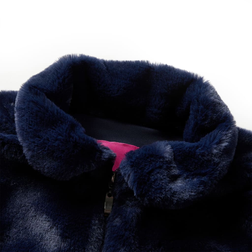 CJ Children's coat, faux fur, navy blue, size 104; Children's coat, faux fur, navy blue, size 116
