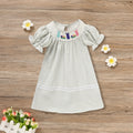 CJ Toddler Girl's Cute Dress, Bunny & Floral Embroidery Checkered A-Line Dress With Lace Trim
