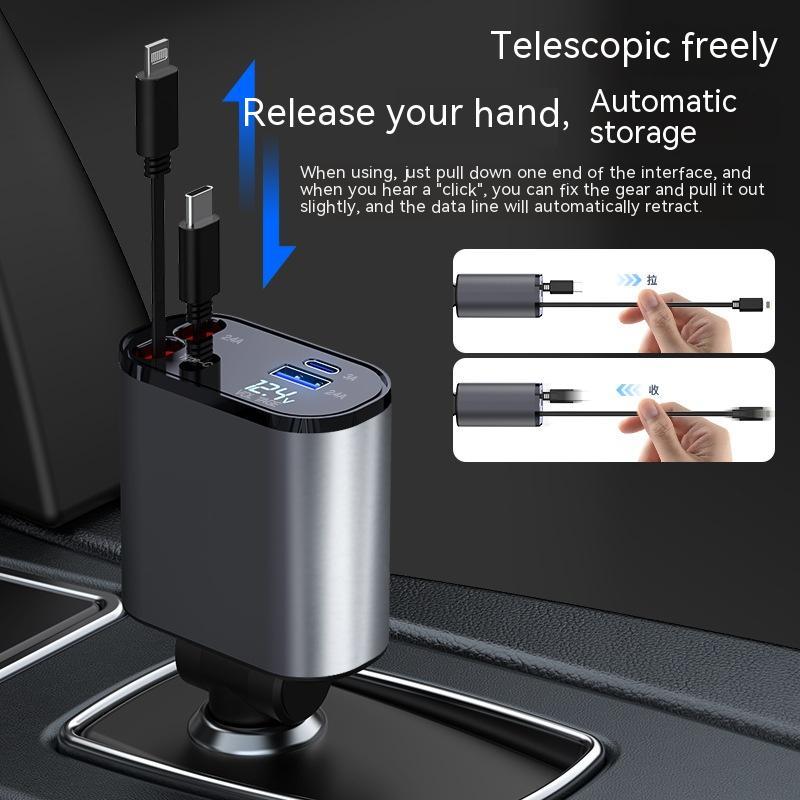 CJ Metal Car Charger 100W Super Fast Charging Car Cigarette Lighter USB And TYPE-C Adapter