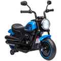 CJ 6V Kids Motorcycle w/ Training Wheels, Single-Button Start, Blue