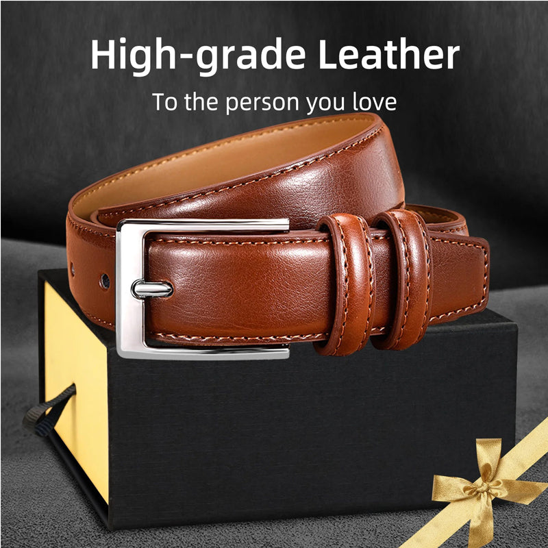 CJ Woman Belt, 110cm,Leather Dress Belts With Single Prong Buckle For Suits, Jeans, Uniform, Light Brown
