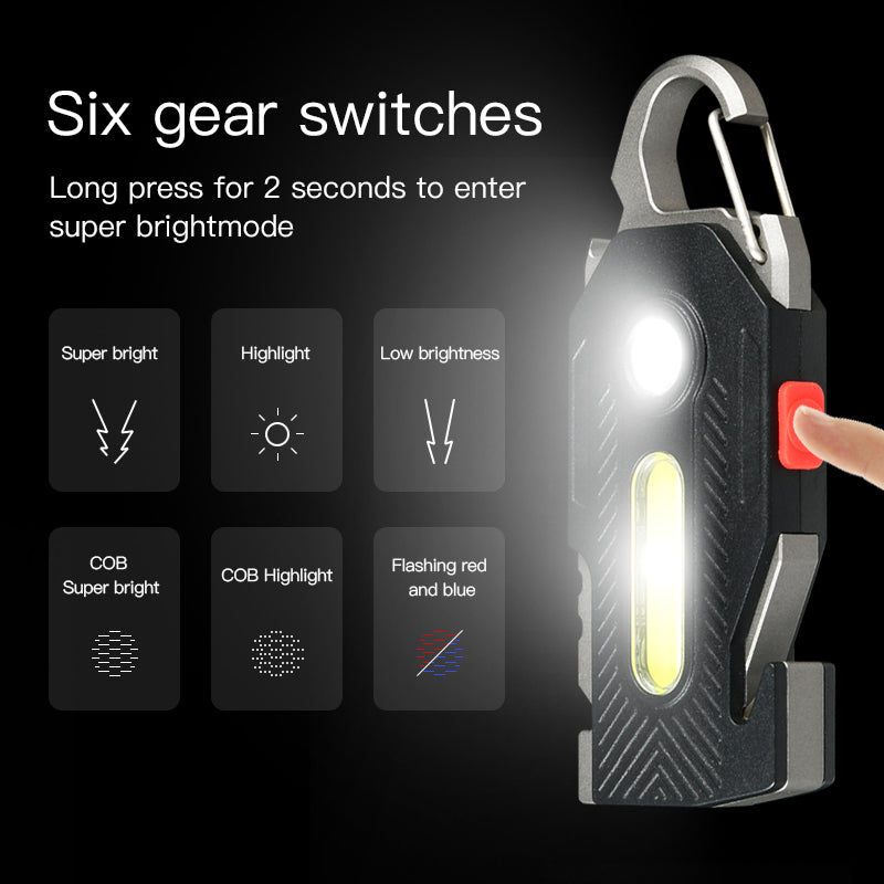 CJ Multifunctional Charging Emergency Light Convenient Keychain Work Light COB High Brightness Maintenance Light Outdoor Camping LED Light