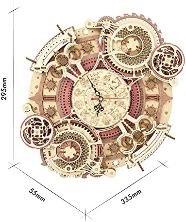 CJ Robotime ROKR Time Art Zodiac Wall Clock 3D Wooden Puzzle Games Model Building Kits Toys For Children Kids