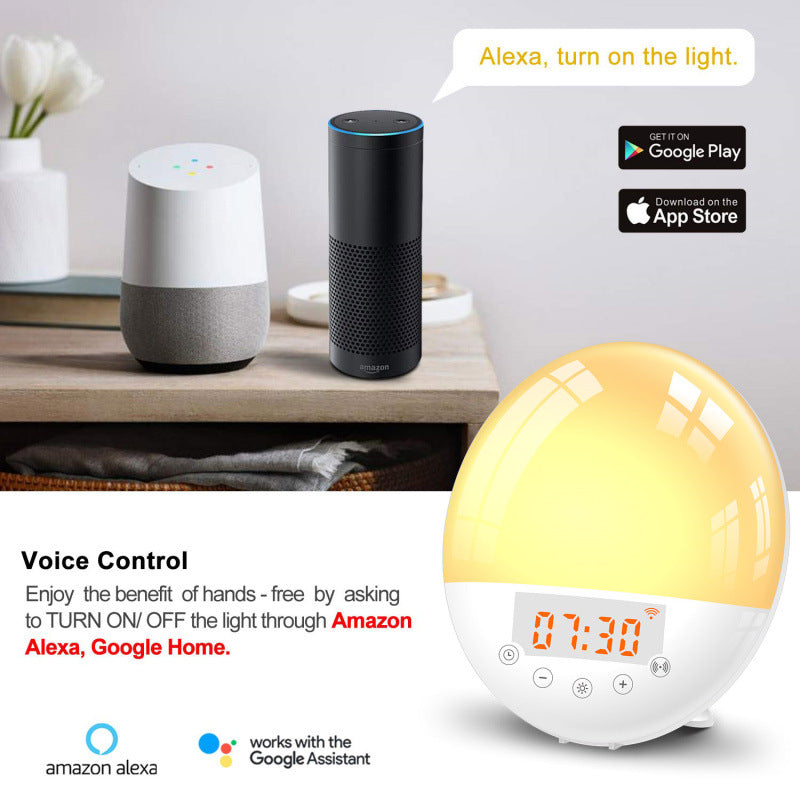 CJ WiFi Voice Control Intelligent Alarm Clock, Sunrise Natural Wake-up Light