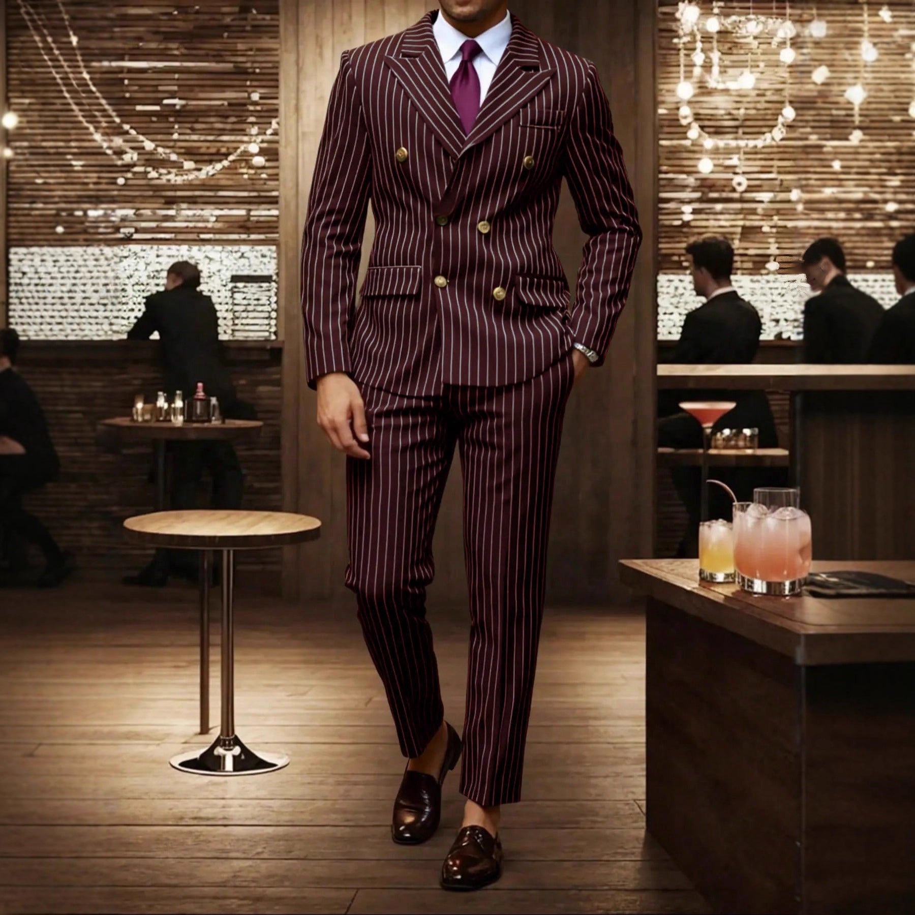 CJ Mens Striped Business Suit Set