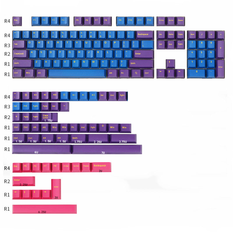 CJ Capturer's New Product Original High Two-Color Molding Powder Black Blue Purple Red Black Blue Black With Two-Color PBT Mechanical Keycaps