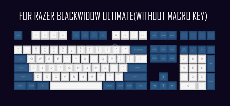 CJ Laser Engraving Keycap  Blue And White Mechanical Keyboard
