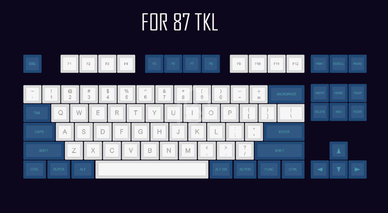 CJ Laser Engraving Keycap  Blue And White Mechanical Keyboard