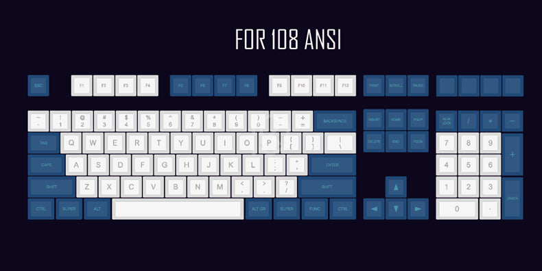 CJ Laser Engraving Keycap  Blue And White Mechanical Keyboard