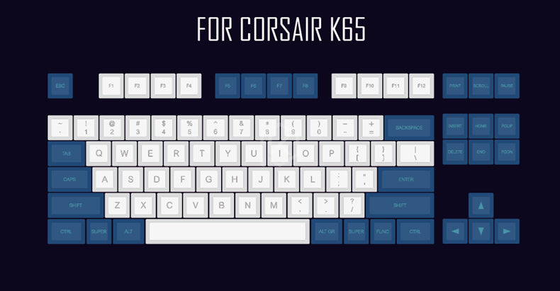 CJ Laser Engraving Keycap  Blue And White Mechanical Keyboard