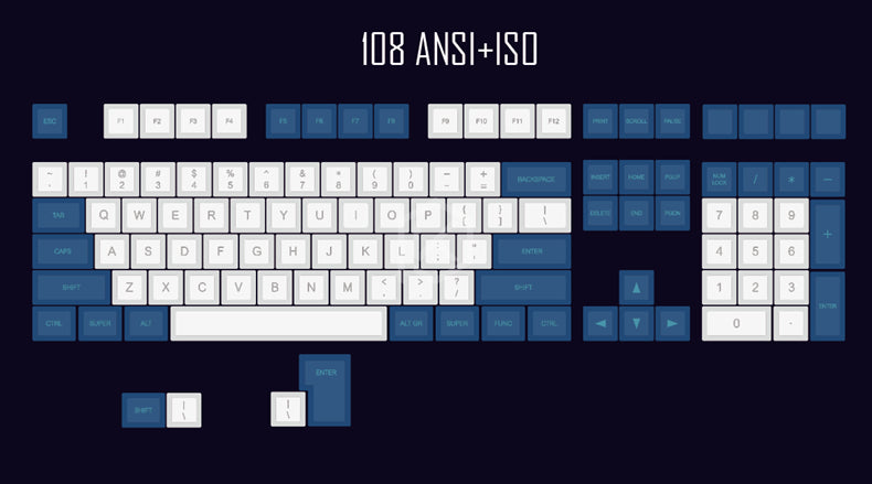 CJ Laser Engraving Keycap  Blue And White Mechanical Keyboard