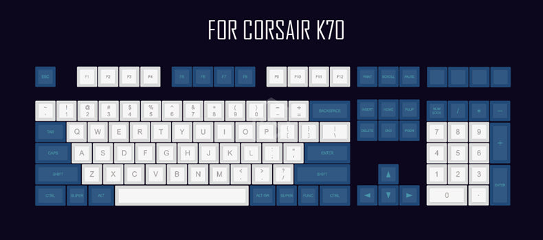 CJ Laser Engraving Keycap  Blue And White Mechanical Keyboard