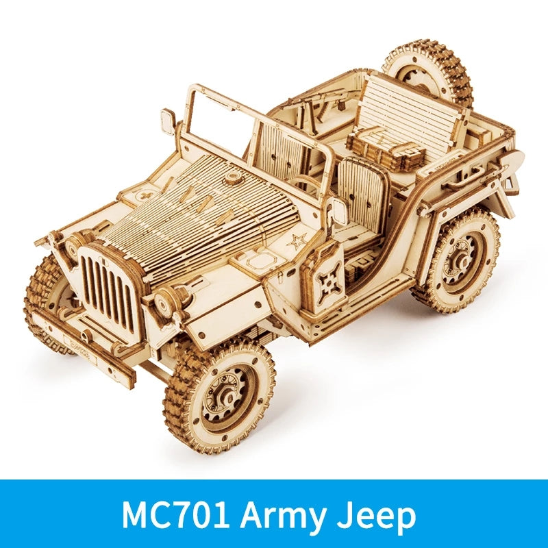 CJ Robotime ROKR Train Model 3D Wooden Puzzle Toy Assembly Locomotive Model Building Kits for Children Kids Birthday Christmas Gift