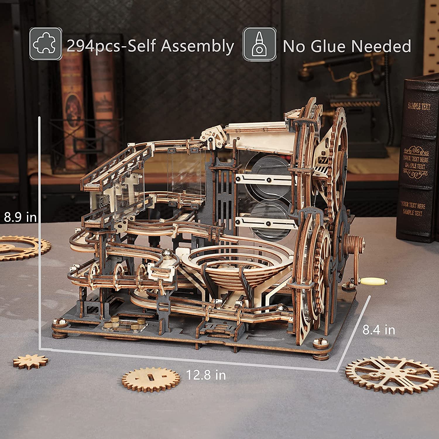 CJ Robotime ROKR Marble Night City 3D Wooden Puzzle Games Assembly Waterwheel Model Toys For Children Kids Birthday Gift
