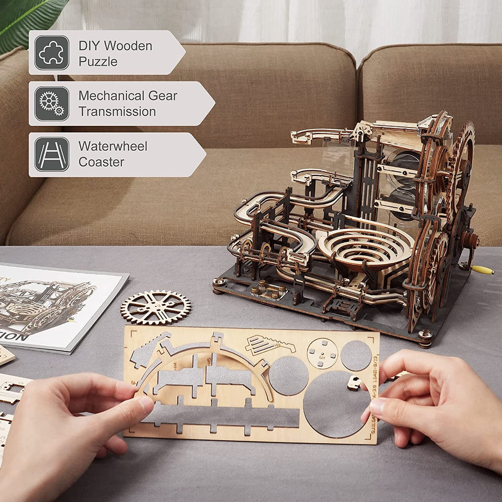 CJ Robotime ROKR Marble Night City 3D Wooden Puzzle Games Assembly Waterwheel Model Toys For Children Kids Birthday Gift