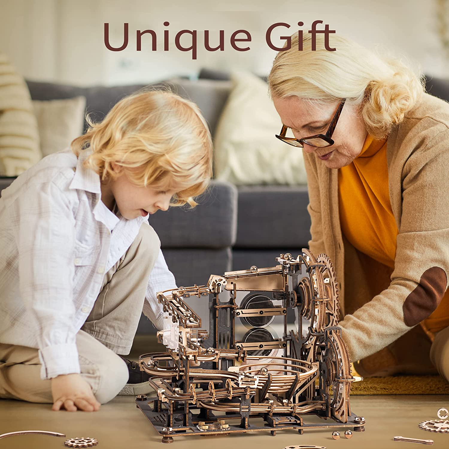 CJ Robotime ROKR Marble Night City 3D Wooden Puzzle Games Assembly Waterwheel Model Toys For Children Kids Birthday Gift