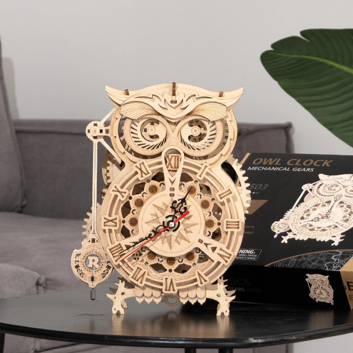 CJ Robotime Rokr Creative DIY Toys 3D Owl Wooden Clock Building Block Kits For Children Christmas Gifts Home Decoration LK503