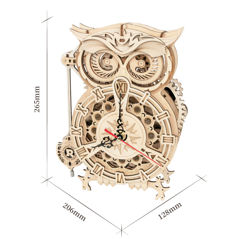 CJ Robotime Rokr Creative DIY Toys 3D Owl Wooden Clock Building Block Kits For Children Christmas Gifts Home Decoration LK503