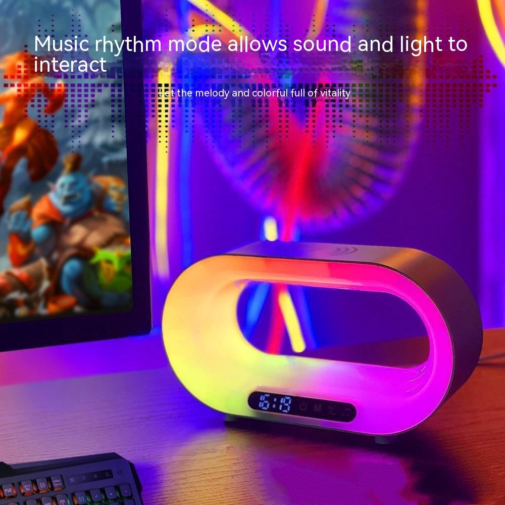CJ Multi-function 3 In 1 LED Night Light APP Control RGB Atmosphere Desk Lamp Smart Multifunctional Wireless Charger Alarm Clock