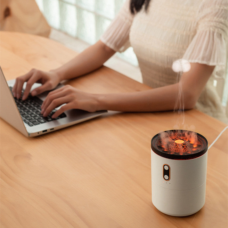 CJ Volcanic Flame Aroma Essential Oil Diffuser USB Portable Jellyfish Air Humidifier Night Light Lamp Fragrance Humidifier
