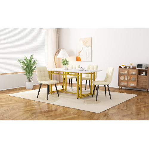 CJ Metal Frame Rectangular Dining Table Modern Kitchen Table