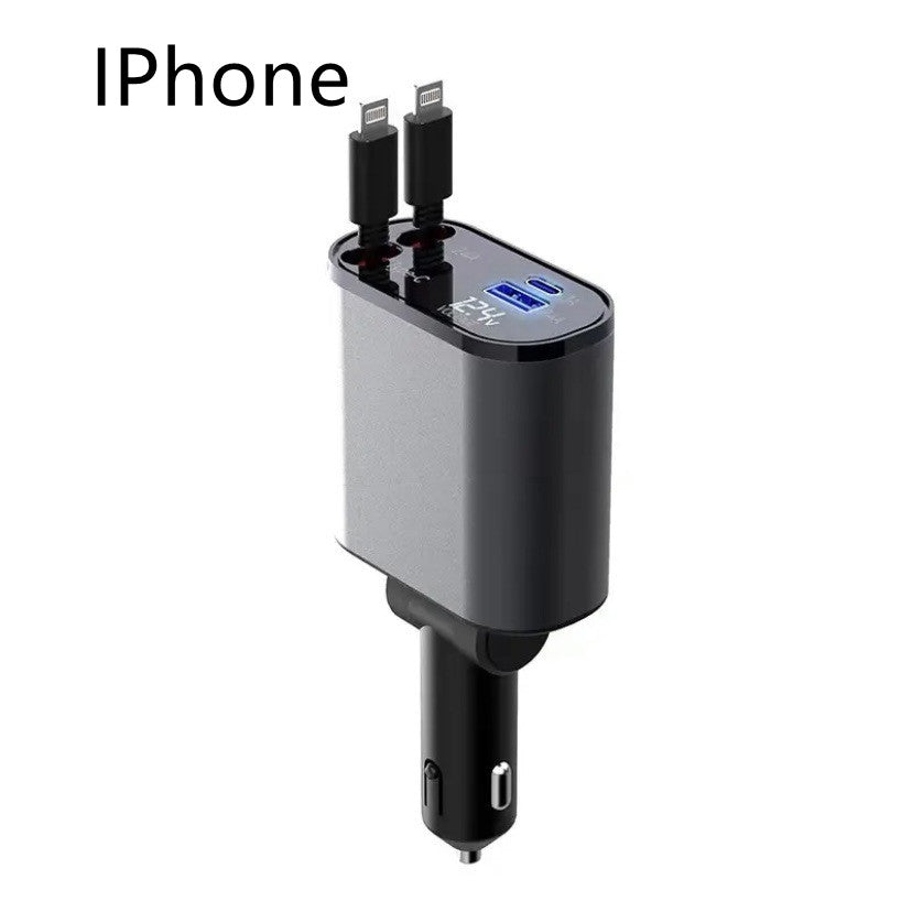 CJ Metal Car Charger 100W Super Fast Charging Car Cigarette Lighter USB And TYPE-C Adapter