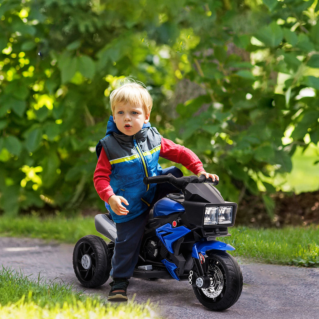 CJ Electric Motorbike For Kids 6V Ride-On Motorcycle Toy With Music Horn Headlights Blue