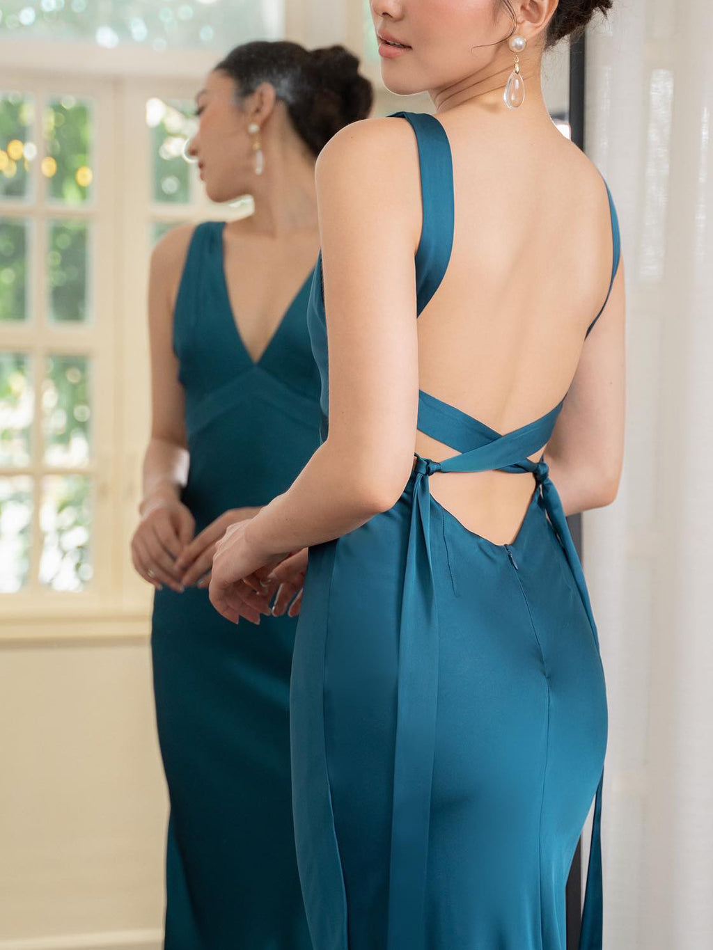 CJ Backless Strappy Lake Blue Wedding Dress