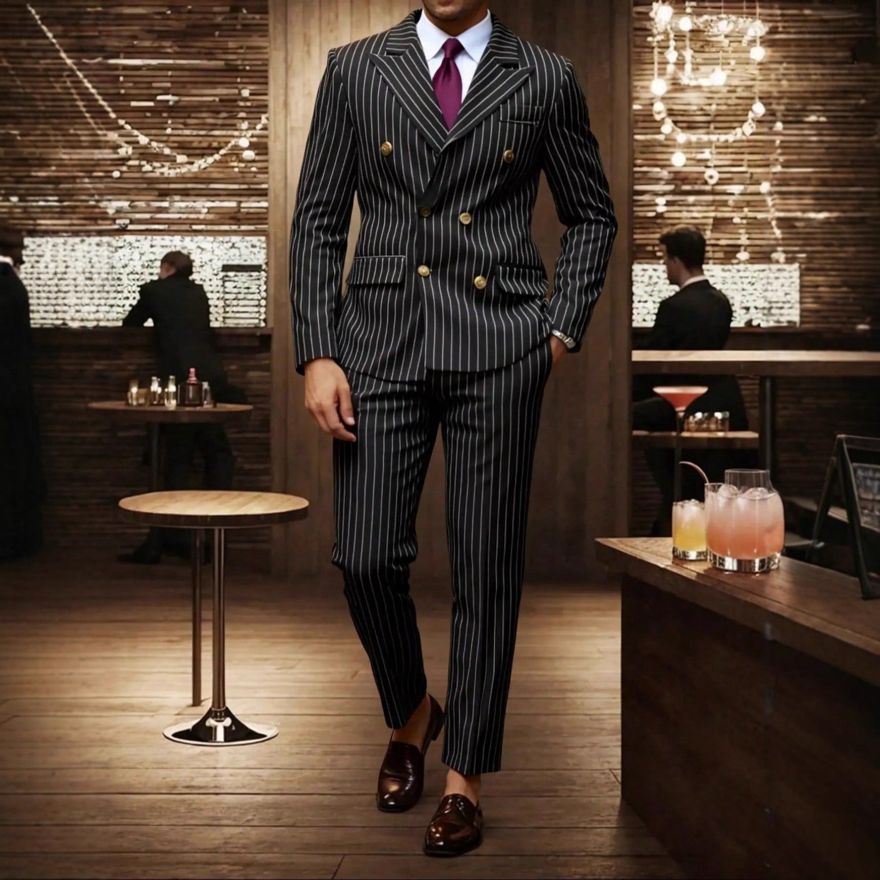 CJ Mens Striped Business Suit Set