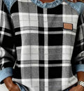 CJ Denim Patchwork Sweatshirt Fashion Unique Crewneck Pullover Long-sleeved Shirt Top Women's Clothing