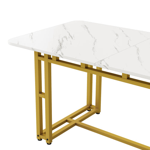 CJ Metal Frame Rectangular Dining Table Modern Kitchen Table