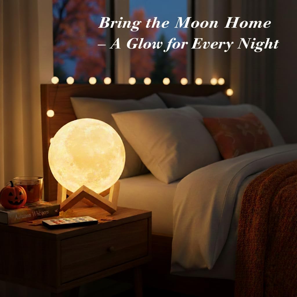 CJ 16-Color Lamp With Stand And Remote, Moon Lamp, LED Night Light With Dock, Creative Moon Light Uniq