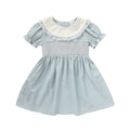 CJ Toddler Girls' Smocked Dress Cute Puff Short Sleeves Lace Crew Neck, Adorable Princess Party Dress
