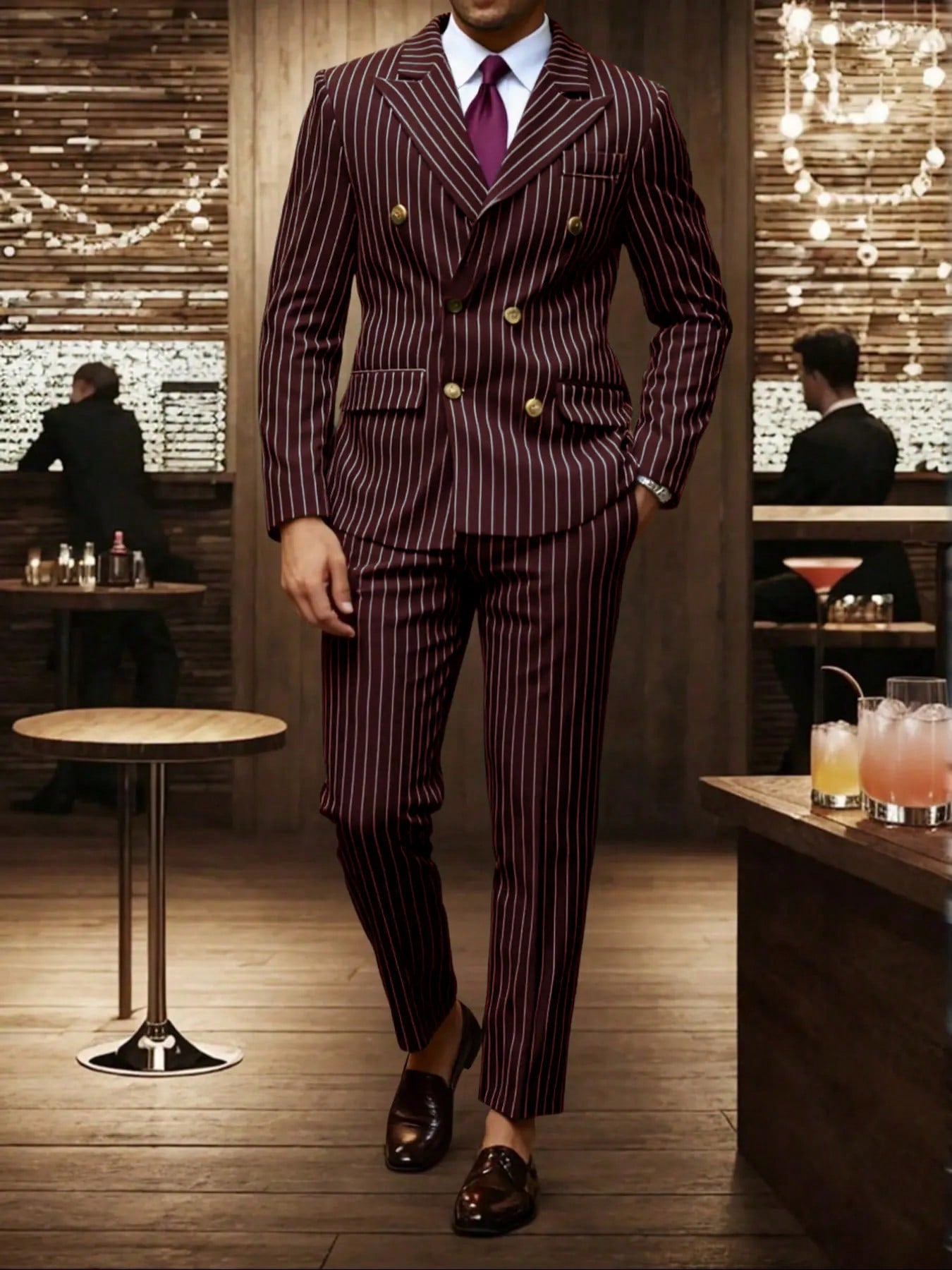 CJ Mens Striped Business Suit Set