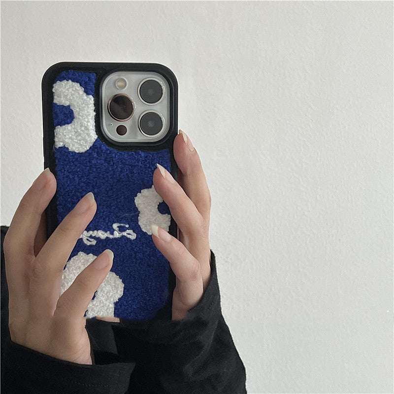 CJ Klein Blue Flower Plush Phone Case
