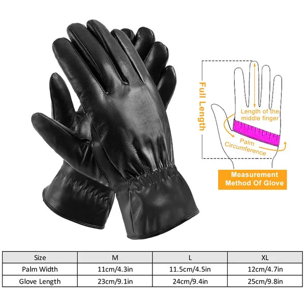 CJ Unisex Leather Winter Warm Gloves Outdoor Windproof Soft Gloves Cycling Skiing Running Cold Winter Gloves