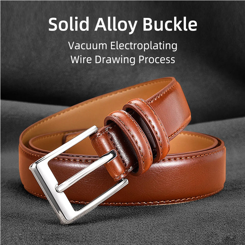 CJ Woman Belt, 110cm,Leather Dress Belts With Single Prong Buckle For Suits, Jeans, Uniform, Light Brown
