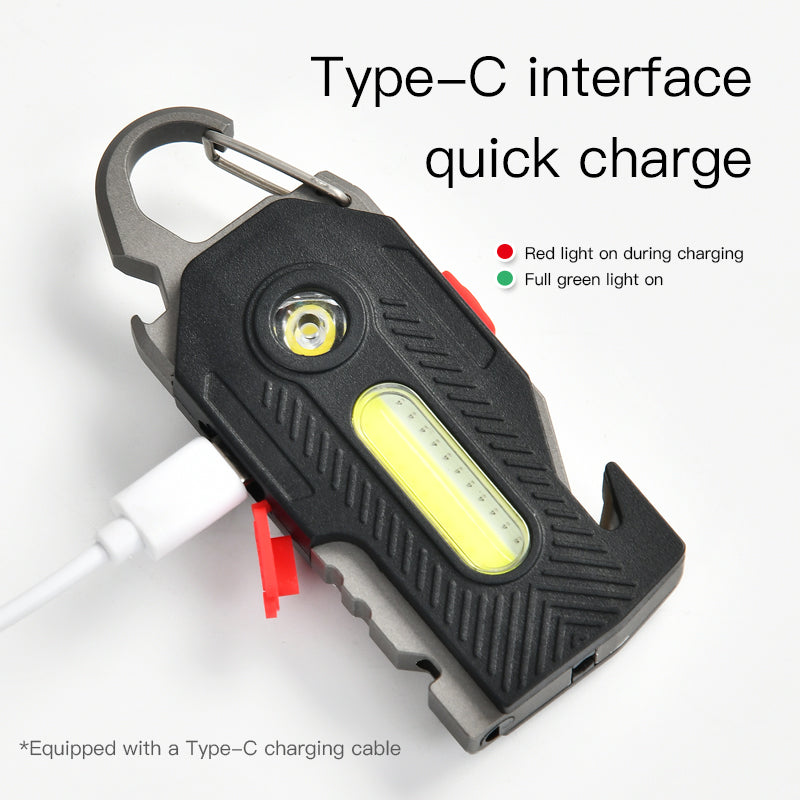 CJ Multifunctional Charging Emergency Light Convenient Keychain Work Light COB High Brightness Maintenance Light Outdoor Camping LED Light