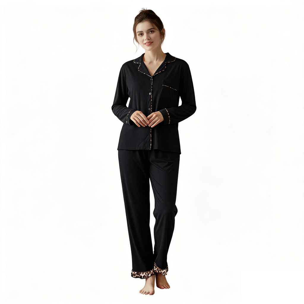 RONGTAI Cotton Womens Pajama Sets Comfy Fall Winter Pajama Set Long Sleeve Sleepwear 2 Pcs Pjs Nightwear
