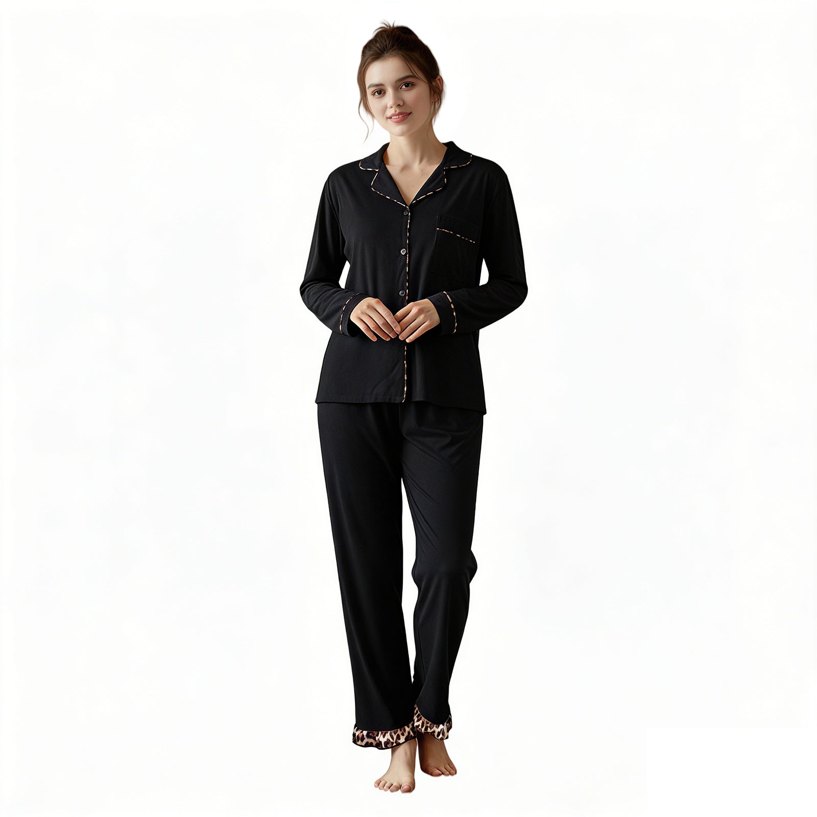 RONGTAI Cotton Womens Pajama Sets Comfy Fall Winter Pajama Set Long Sleeve Sleepwear 2 Pcs Pjs Nightwear