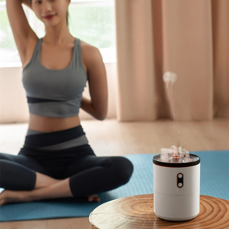 CJ Volcanic Flame Aroma Essential Oil Diffuser USB Portable Jellyfish Air Humidifier Night Light Lamp Fragrance Humidifier