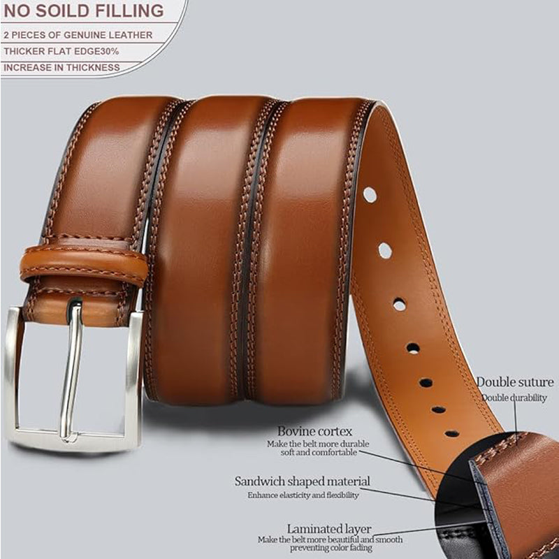 CJ Woman Belt, 110cm,Leather Dress Belts With Single Prong Buckle For Suits, Jeans, Uniform, Light Brown