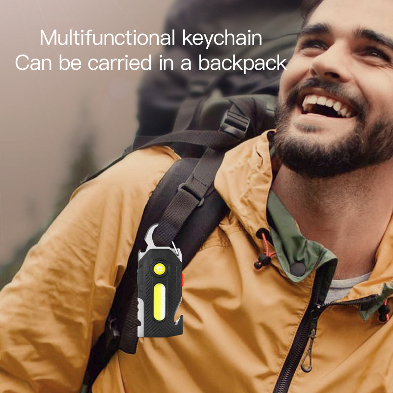 CJ Multifunctional Charging Emergency Light Convenient Keychain Work Light COB High Brightness Maintenance Light Outdoor Camping LED Light