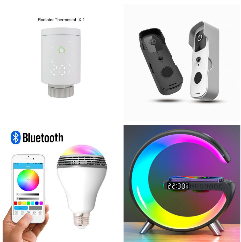CJ New Intelligent G Shaped LED Lamp Bluetooth Speake Wireless Charger Atmosphere Lamp App Control For Bedroom Home Decor