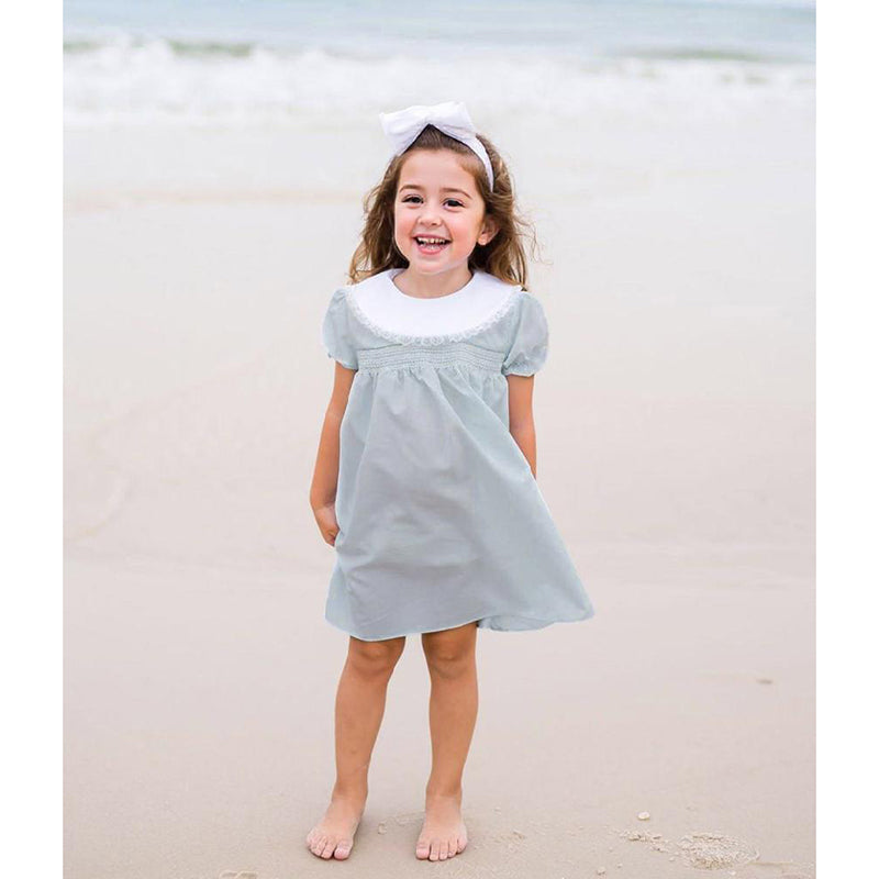 CJ Toddler Girls' Smocked Dress Cute Puff Short Sleeves Lace Crew Neck, Adorable Princess Party Dress