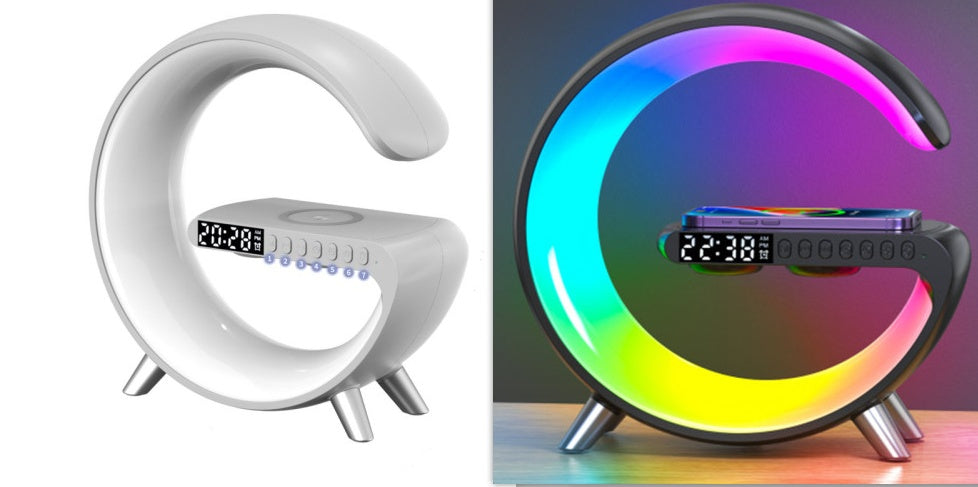 CJ New Intelligent G Shaped LED Lamp Bluetooth Speake Wireless Charger Atmosphere Lamp App Control For Bedroom Home Decor