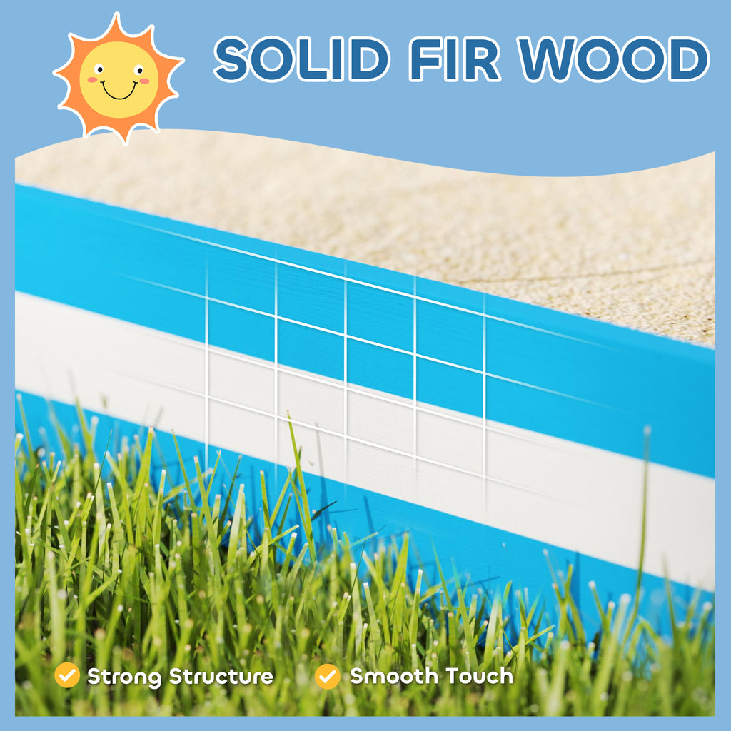 Kids Sandbox with 4 Corner Seats, Bottom Liner for Backyard, Garden, Outdoor, 52" x 52" x 6", Blue