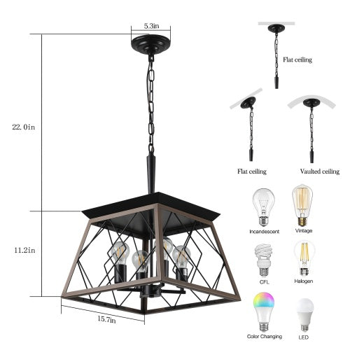 CJ Farmhouse Chandelier 4 Lights Vintage Antique Chandelier Lamps -no Bulbs-Unusable Platform - Temu