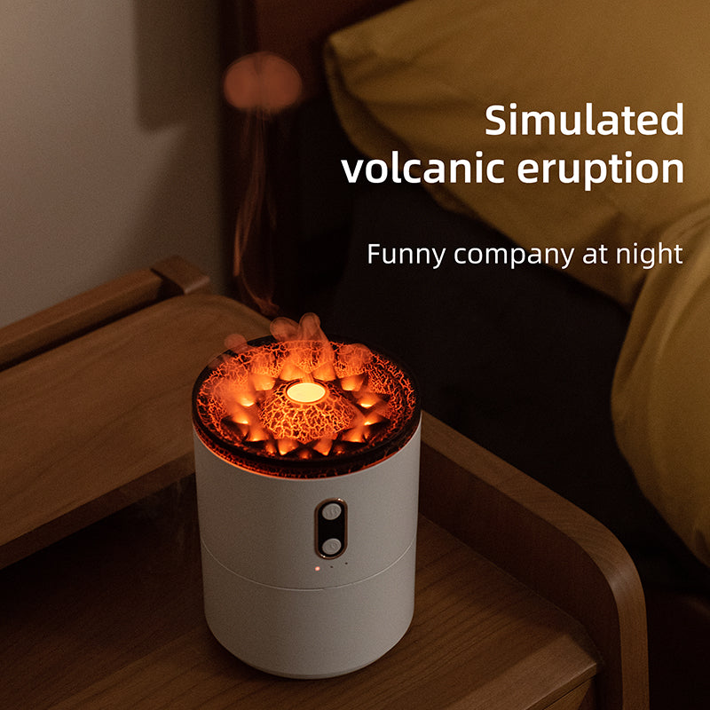 CJ Volcanic Flame Aroma Essential Oil Diffuser USB Portable Jellyfish Air Humidifier Night Light Lamp Fragrance Humidifier
